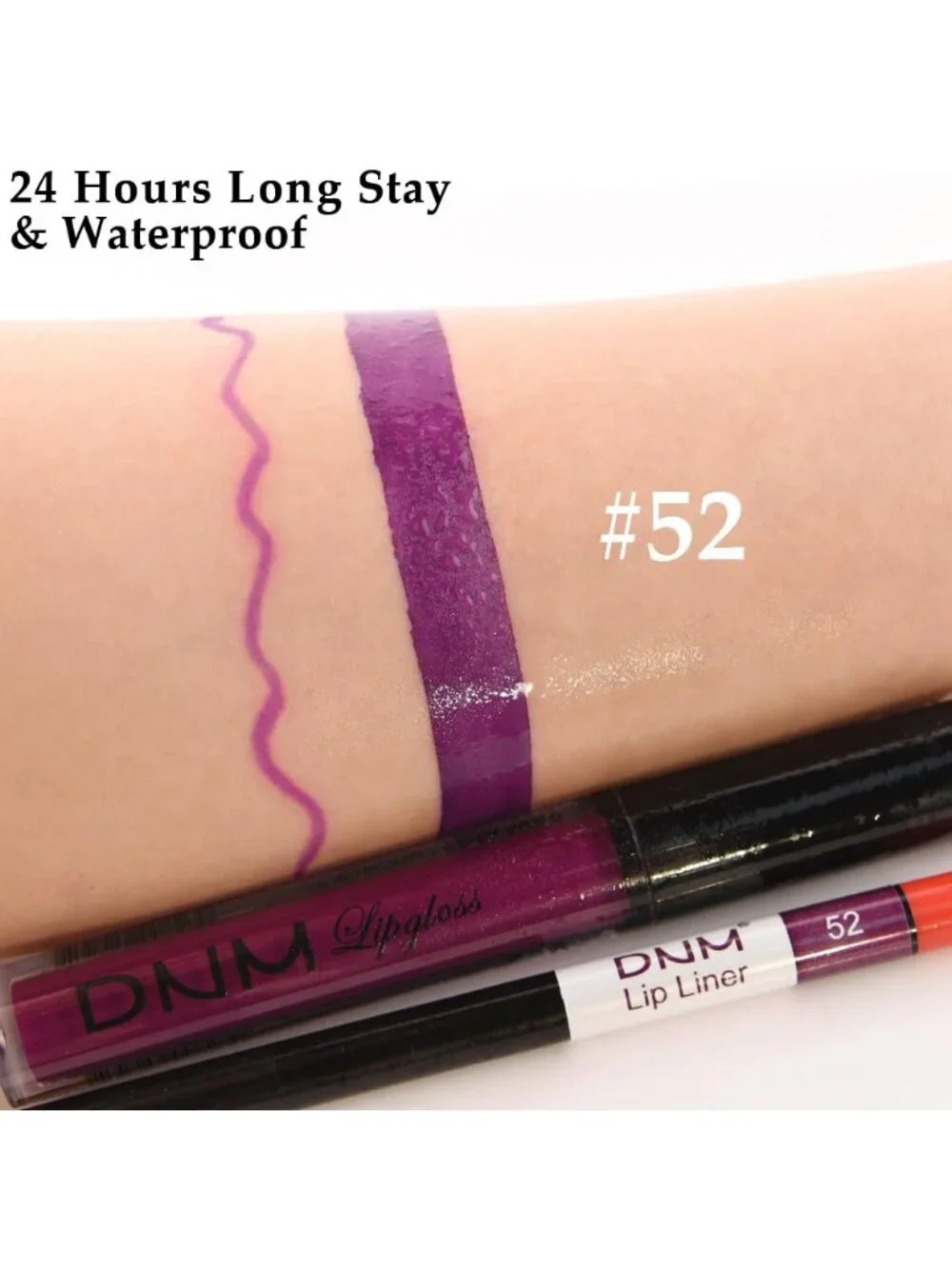 DNM 45# Plum Purple 2Pcs 24H Long-Lasting Matte Liquid Lipstick and Lip Liner